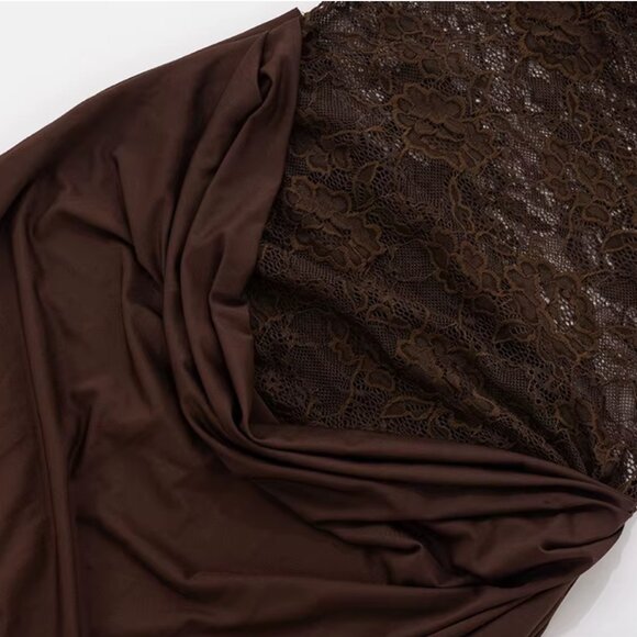 Chocolate Brown Lace-Panel Maxi Dress, brand new – Size Small - Picture 12 of 16
